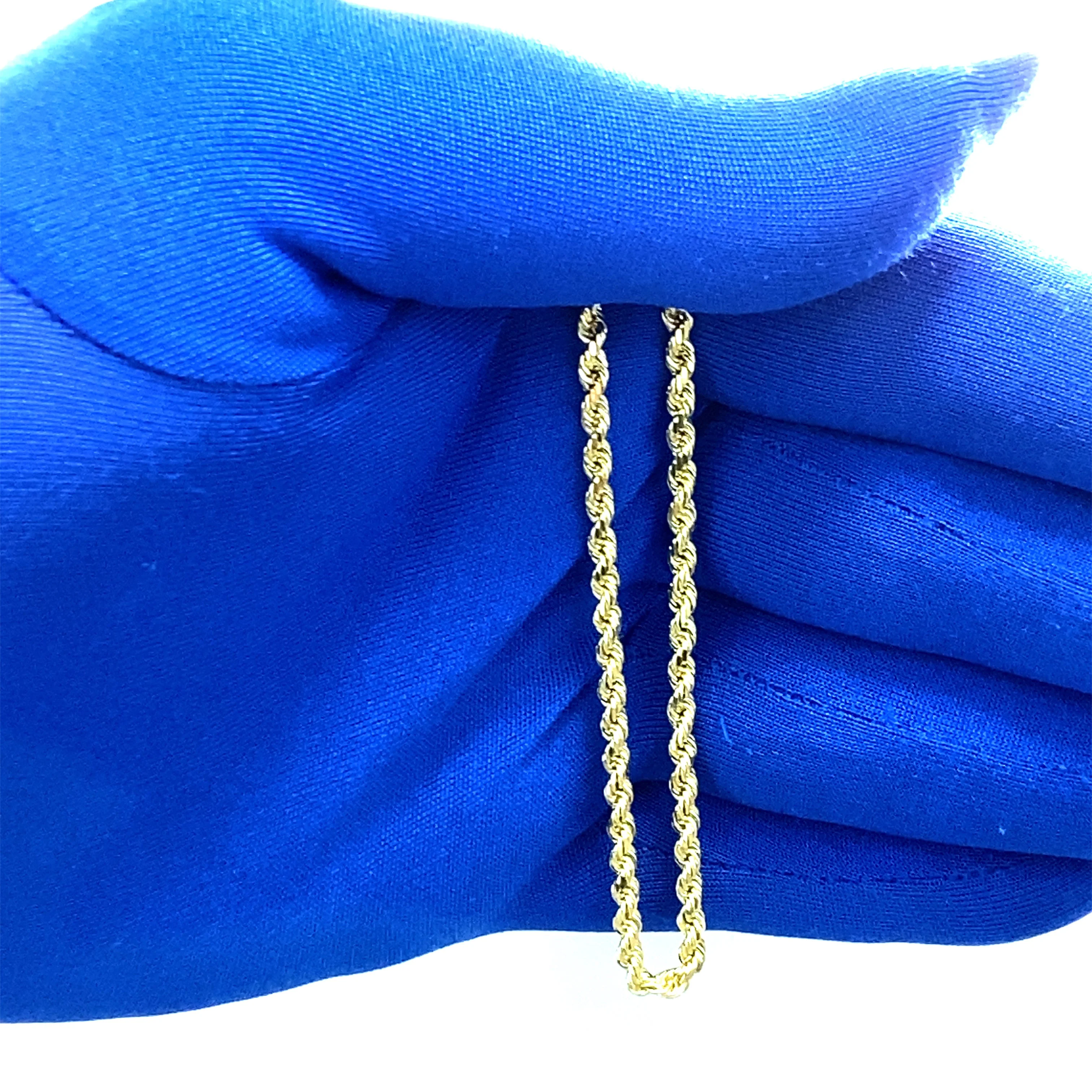 14k Solid Rope Chain Necklace in 14k Yellow Gold  22'' - Image 3
