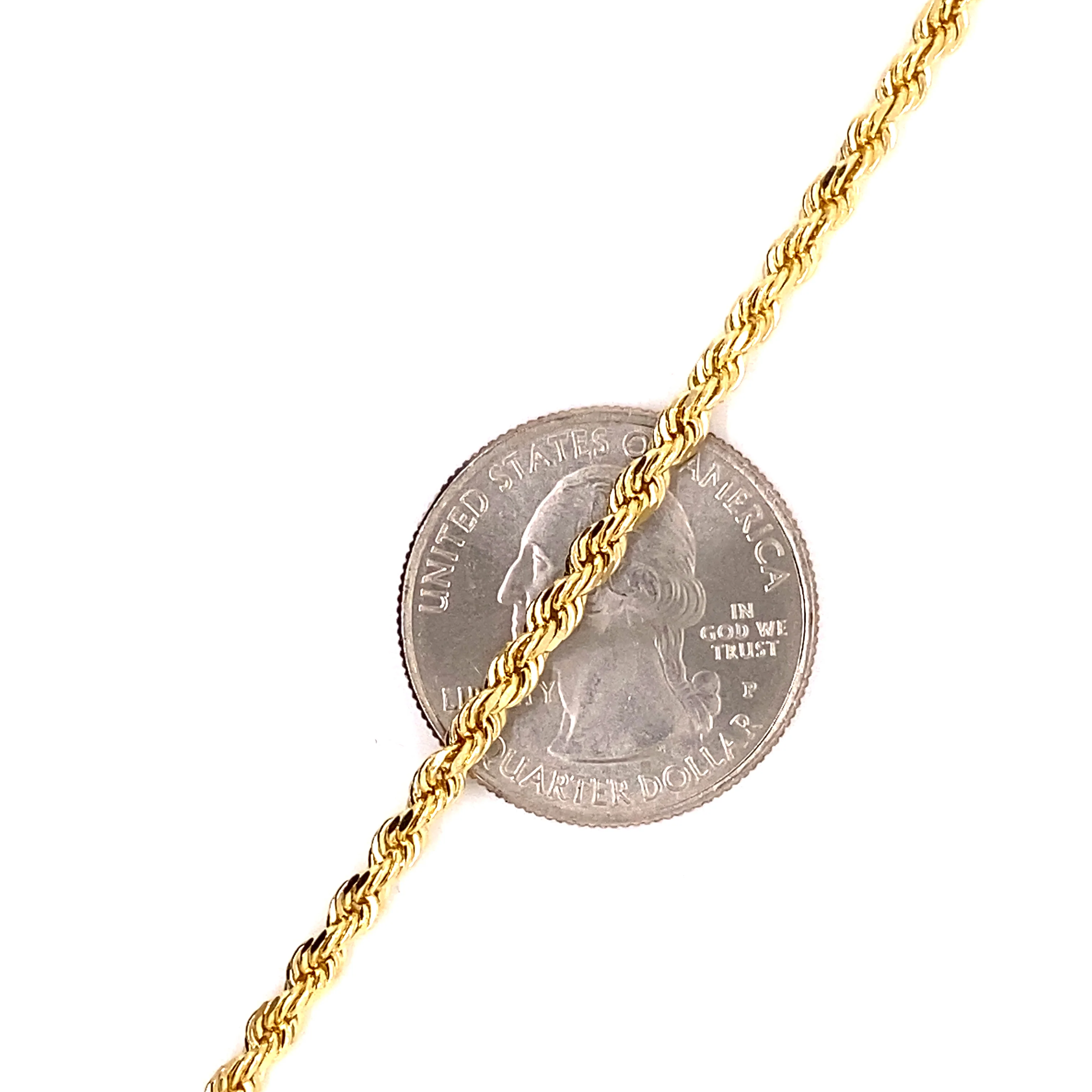 14k Solid Rope Chain Necklace in 14k Yellow Gold 24'' - Image 4