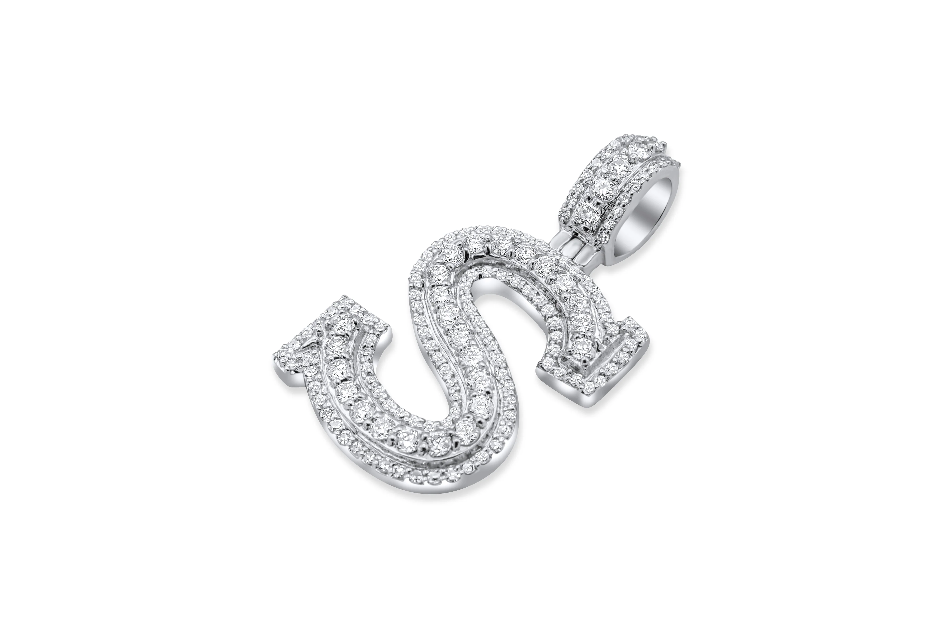 14k White Gold Diamond Initial "S" Pendant 1.00 CT - Image 4